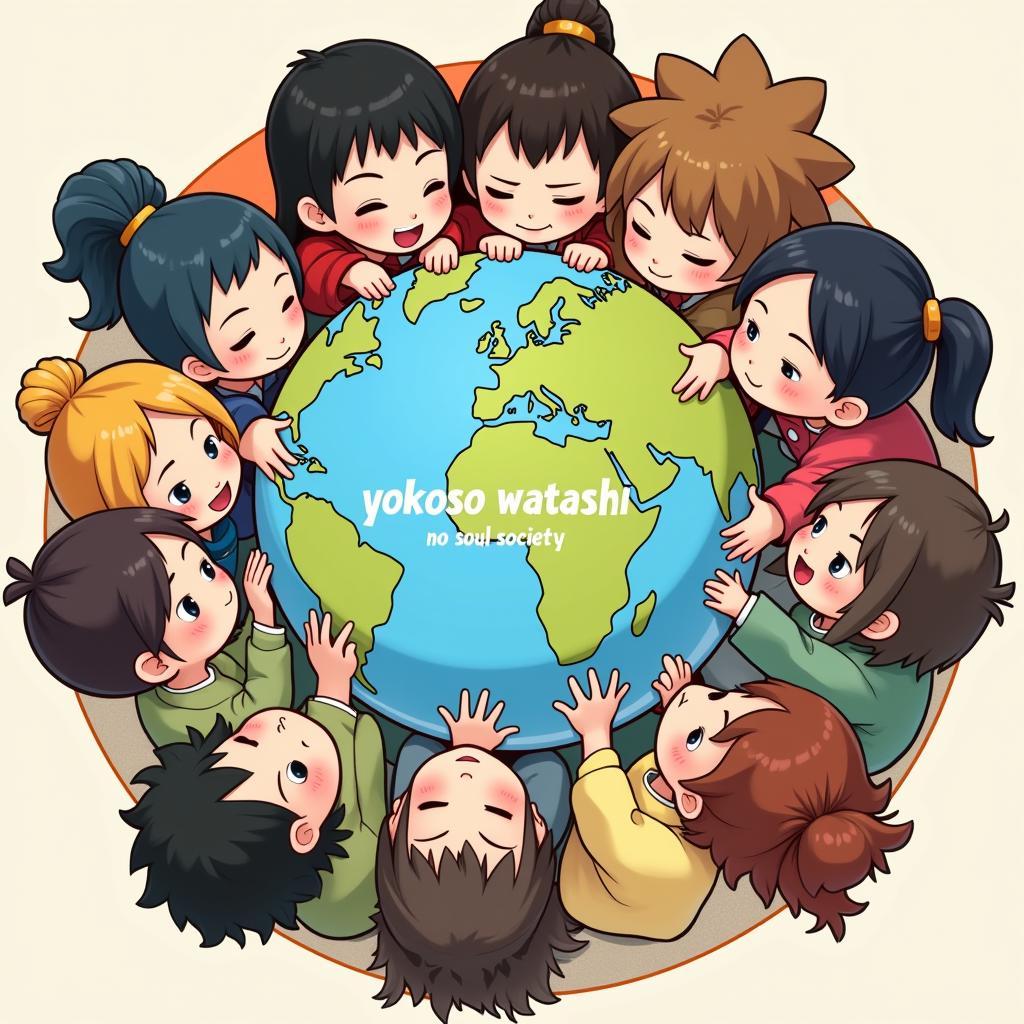 People from diverse backgrounds connecting and embracing the spirit of "yokoso watashi no soul society" for a more peaceful world