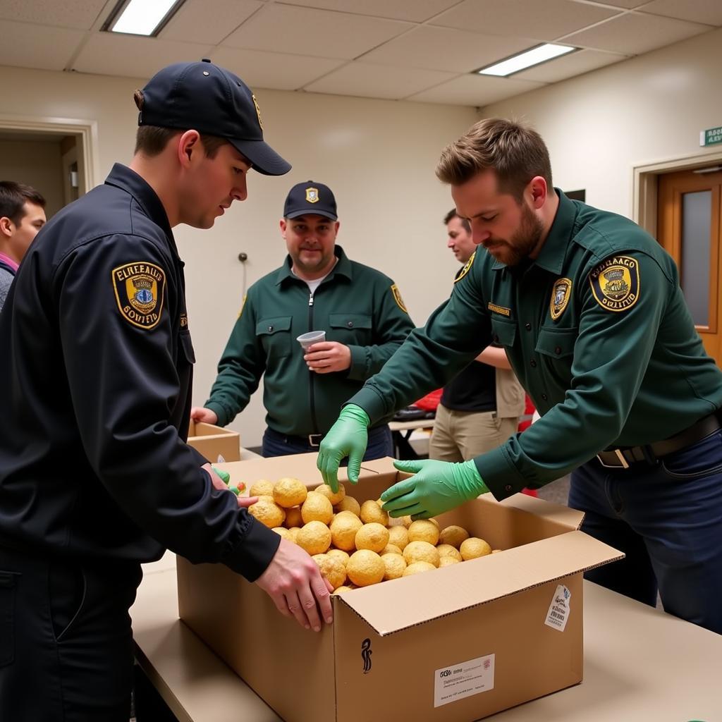 Emerald Society Chicago members volunteering at a community event.