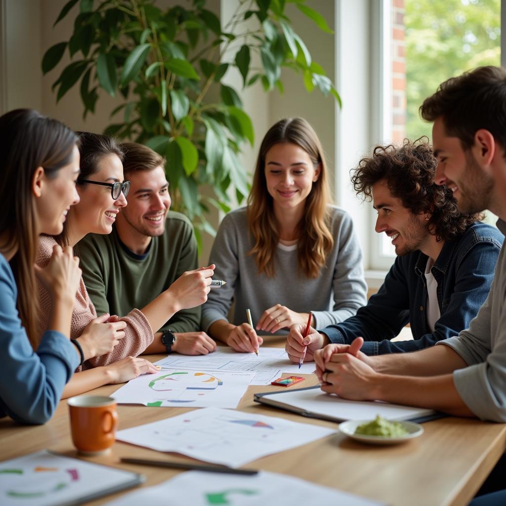 Diverse Group of People Collaborating for a Sustainable Future