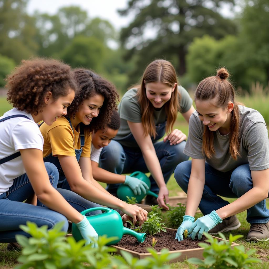 People volunteering and engaging in community initiatives