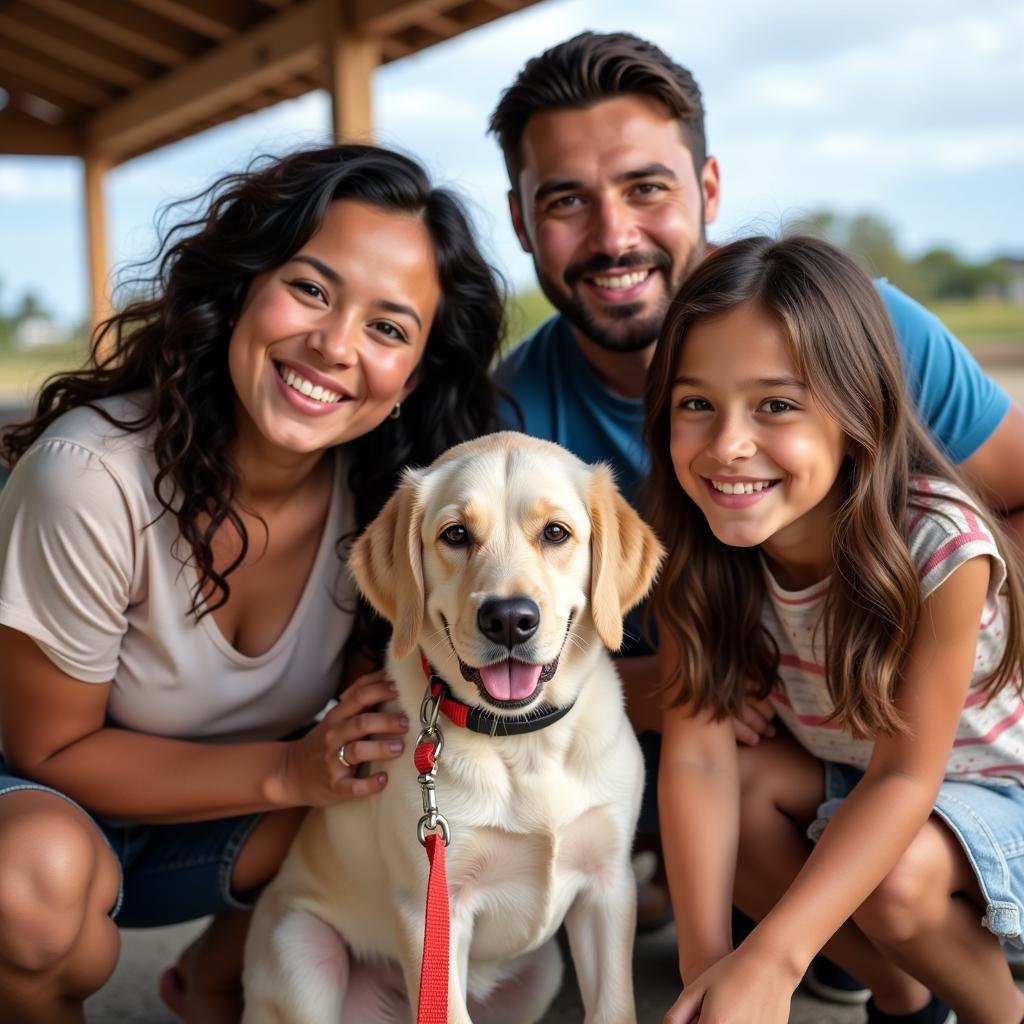 Joyful Family Adopts Dog at Ewa Beach Humane Society Event