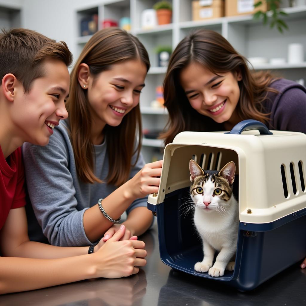 Family Adopting Cat at Humane Society