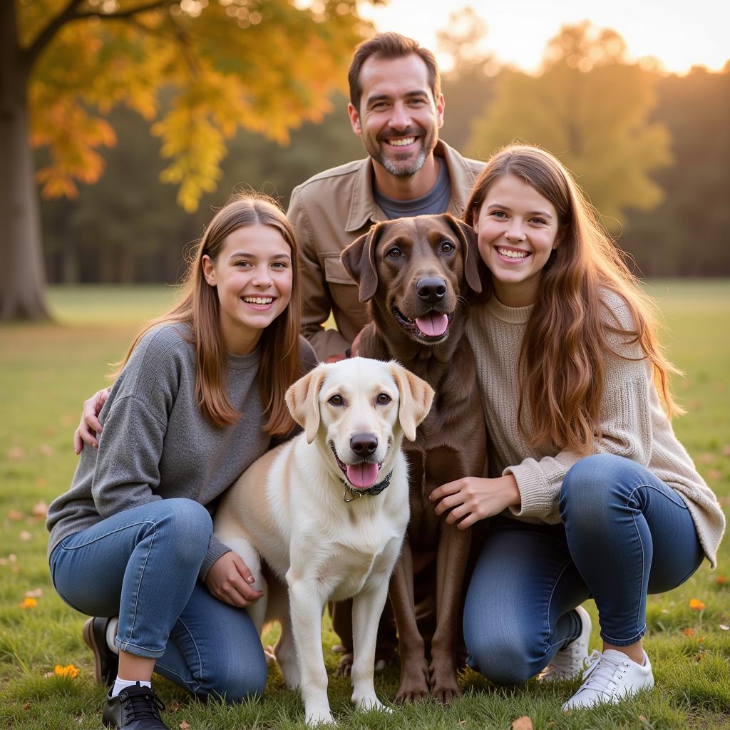 Family celebrating their new furry family member from the Faulkner County Humane Society