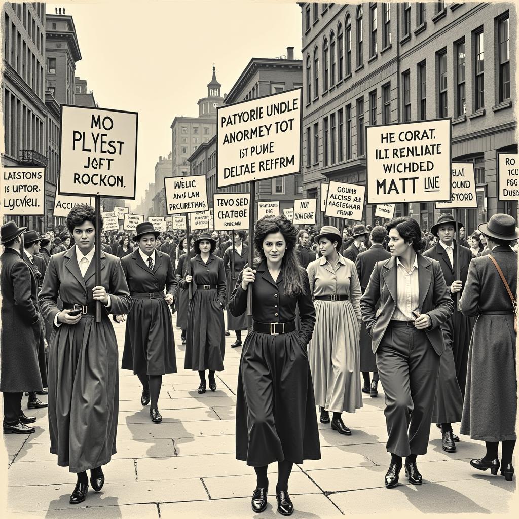 A depiction of a Female Moral Reform Society protest