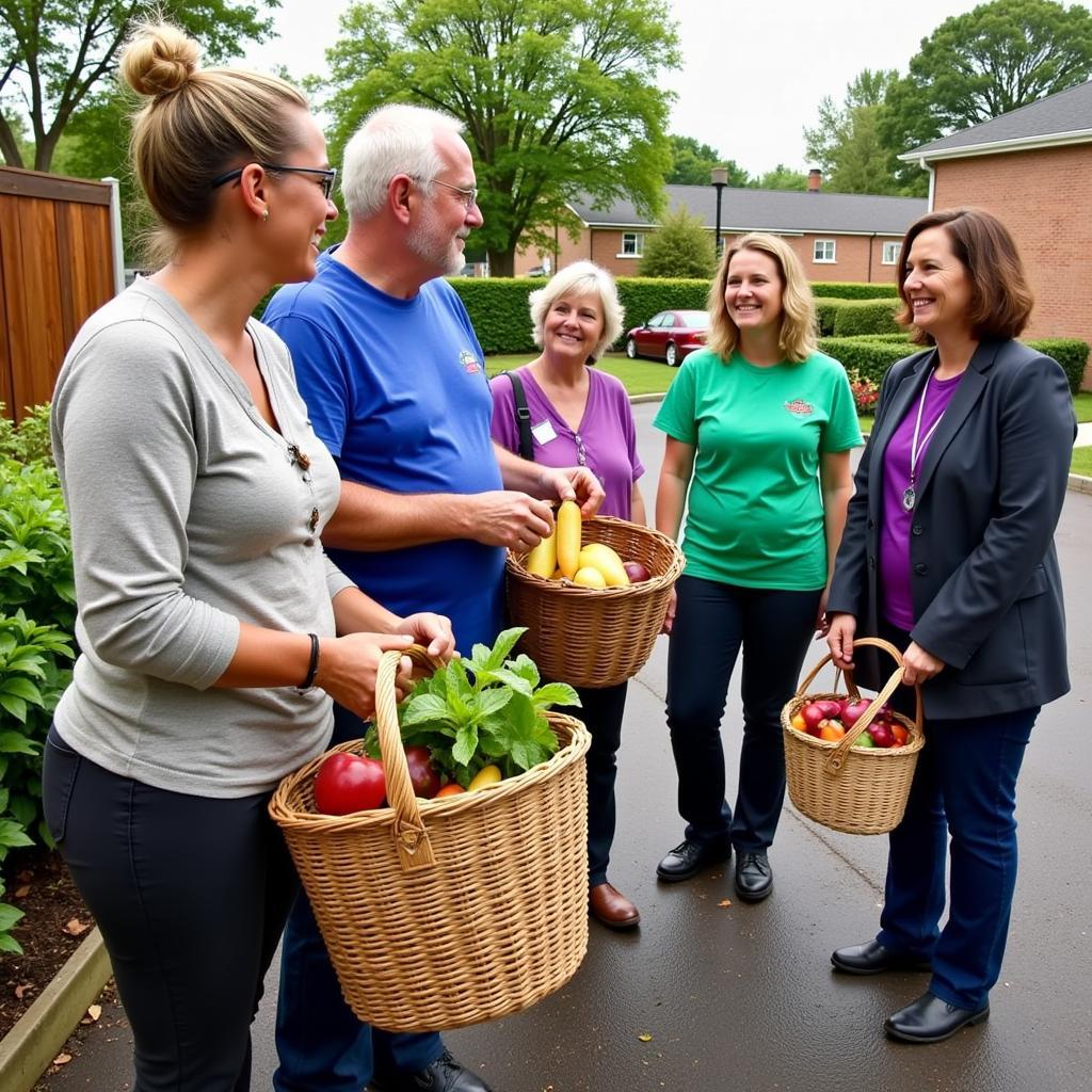 Fenway Garden Society members donating fresh produce to a local food bank