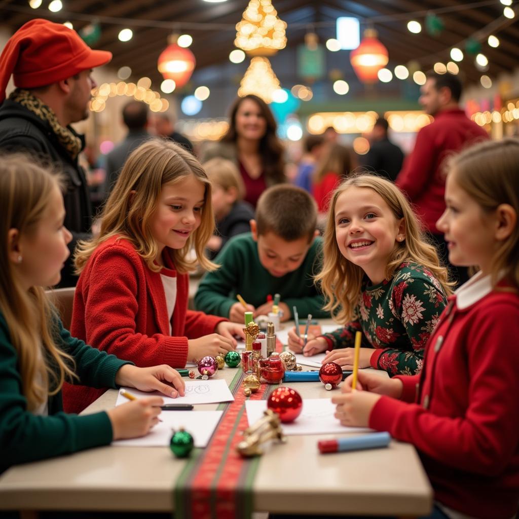 Families enjoying activities at the Indiana Historical Society Festival of Trees