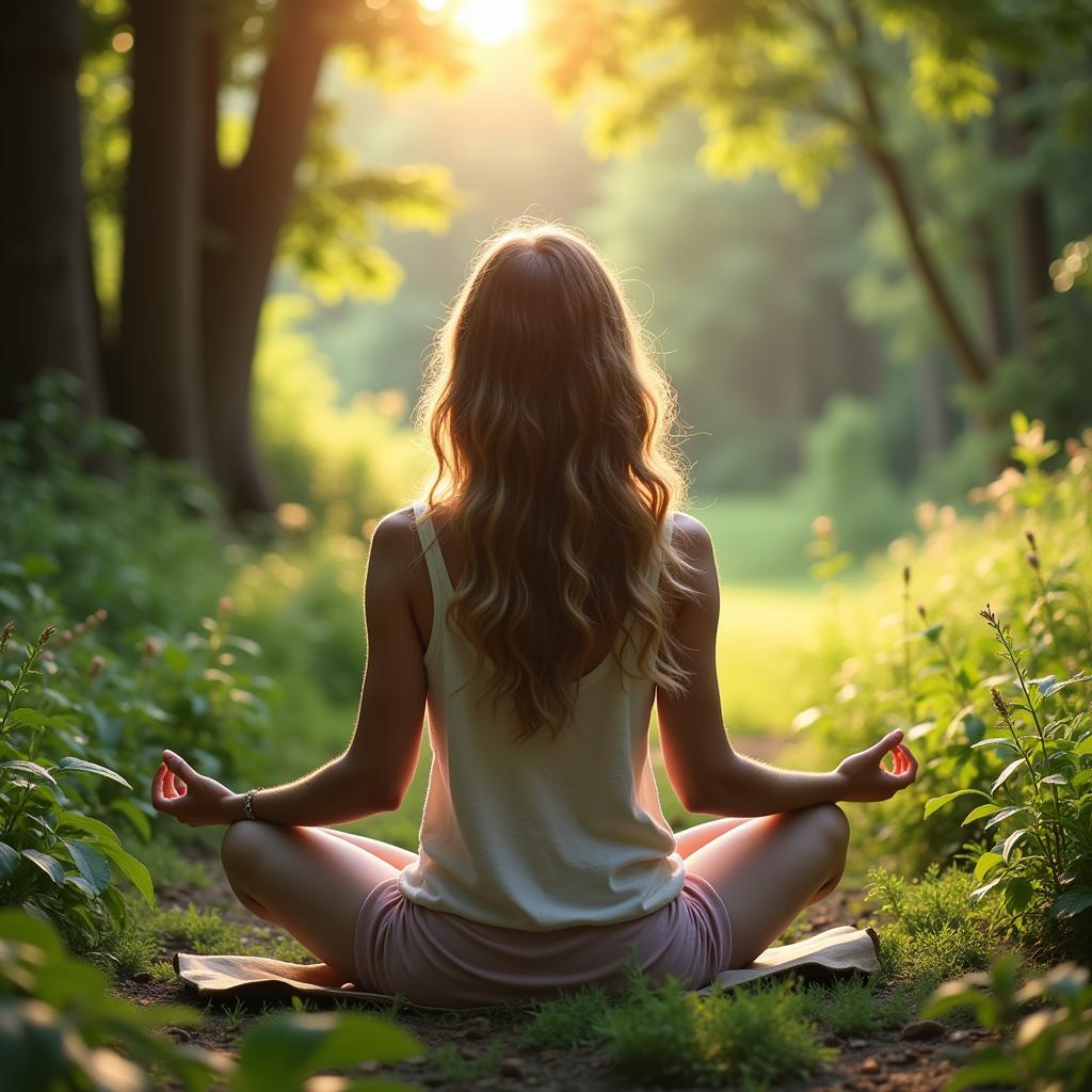  A person meditating in nature