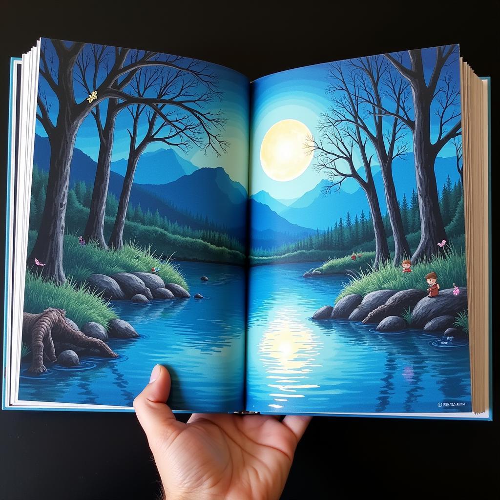 An open Folio Society edition of The Ocean at the End of the Lane, showcasing an intricate illustration