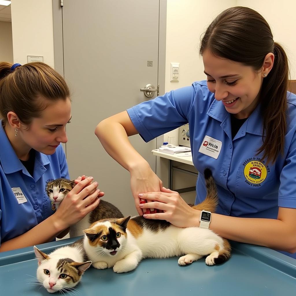 Volunteers at the Fond du Lac Humane Society show their dedication by providing care and affection to cats at the shelter.