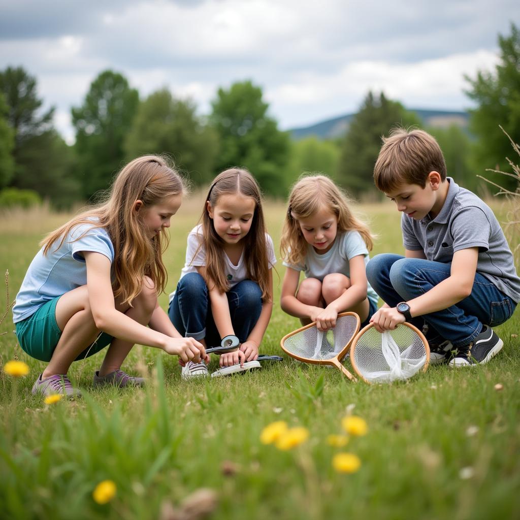 Children participating in a nature-based activity.