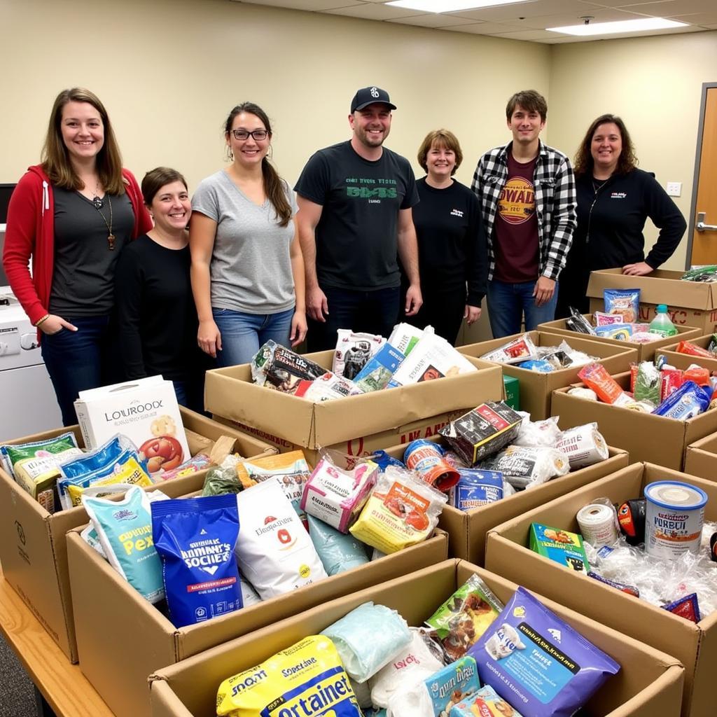 Community members participating in a donation drive for the Fort Morgan Humane Society 