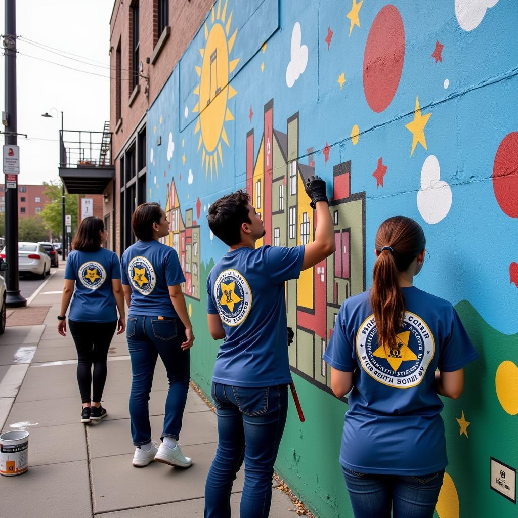 Members of a fraternal benefit society volunteering