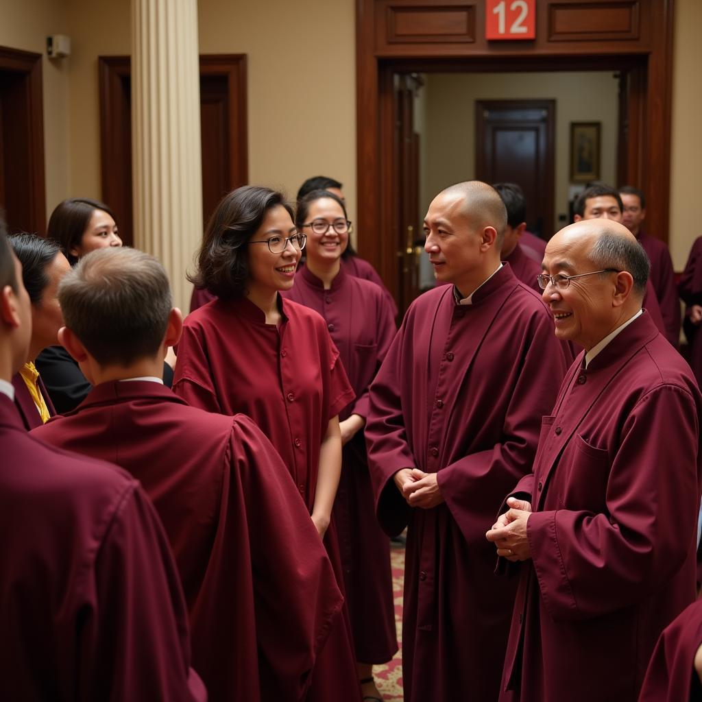 Members of a fraternal benefit society gathering