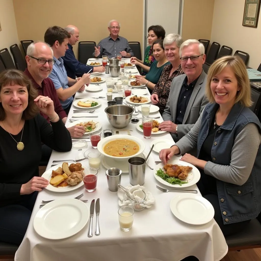 Freeport Society members enjoying a shared meal