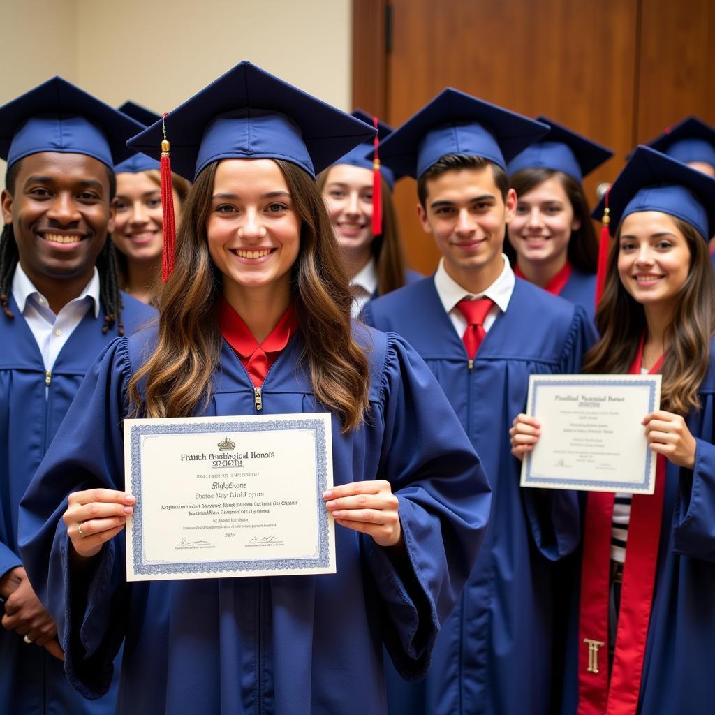 Students Celebrating Induction into French Honors Society