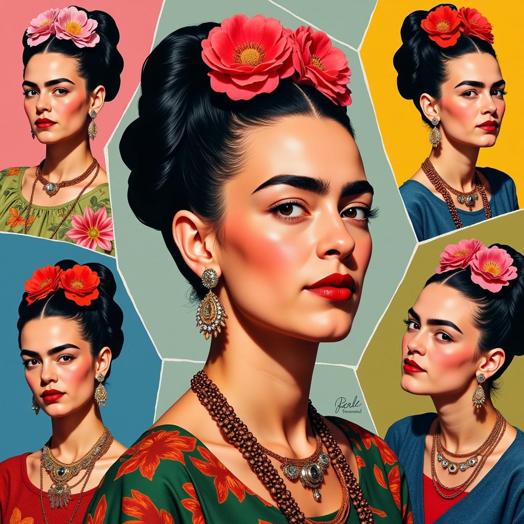 Frida Kahlo's self-portraits showcasing her iconic style