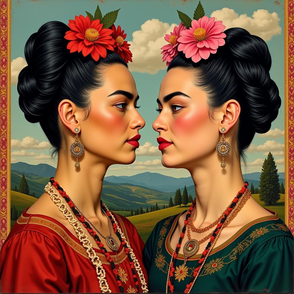 Frida Kahlo's painting "The Two Fridas" exploring dualities in identity