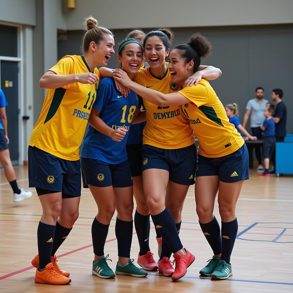 Futsal Players Celebrating a Goal