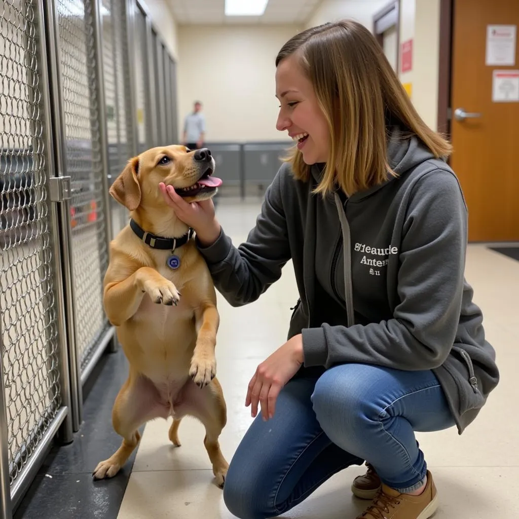 Geauga Humane Society Volunteer with Dog