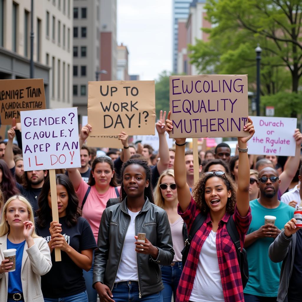 People protesting for gender equality