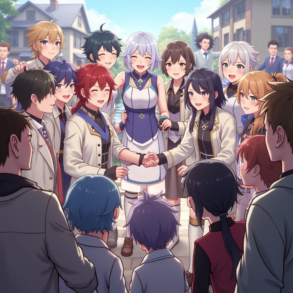 Players celebrating a community event in Genshin Impact.