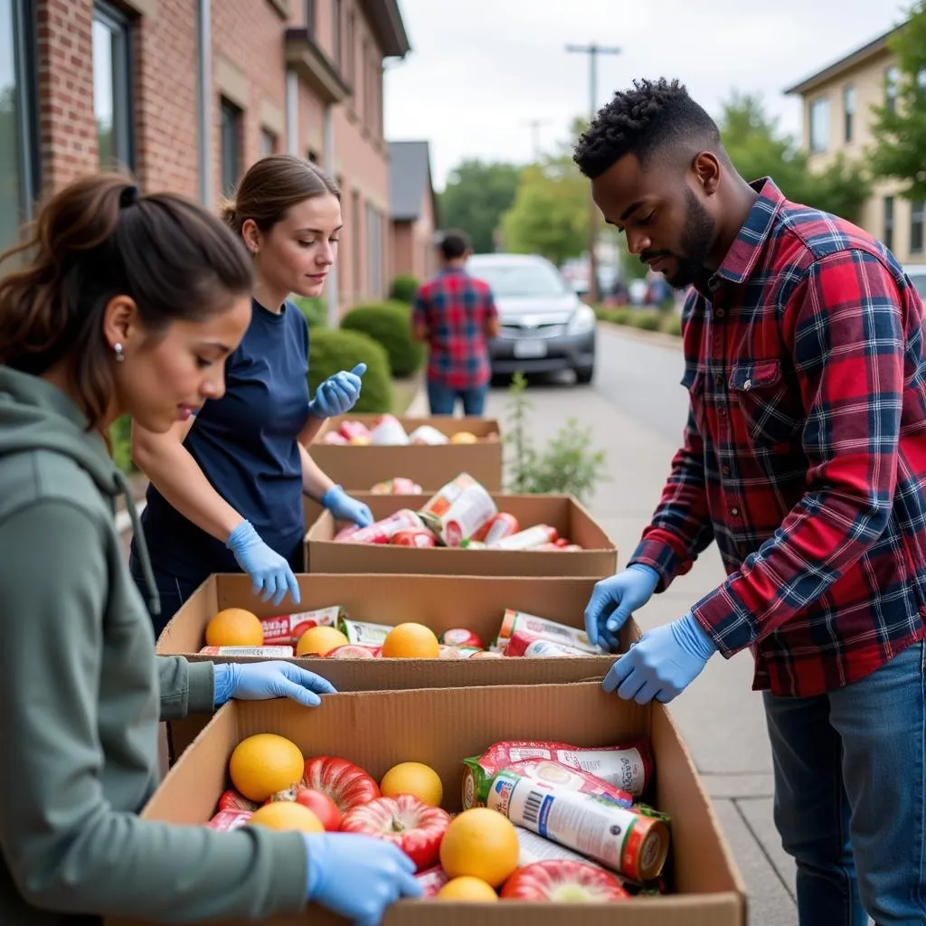 Members of the German American Society of Trenton volunteering at a local food bank