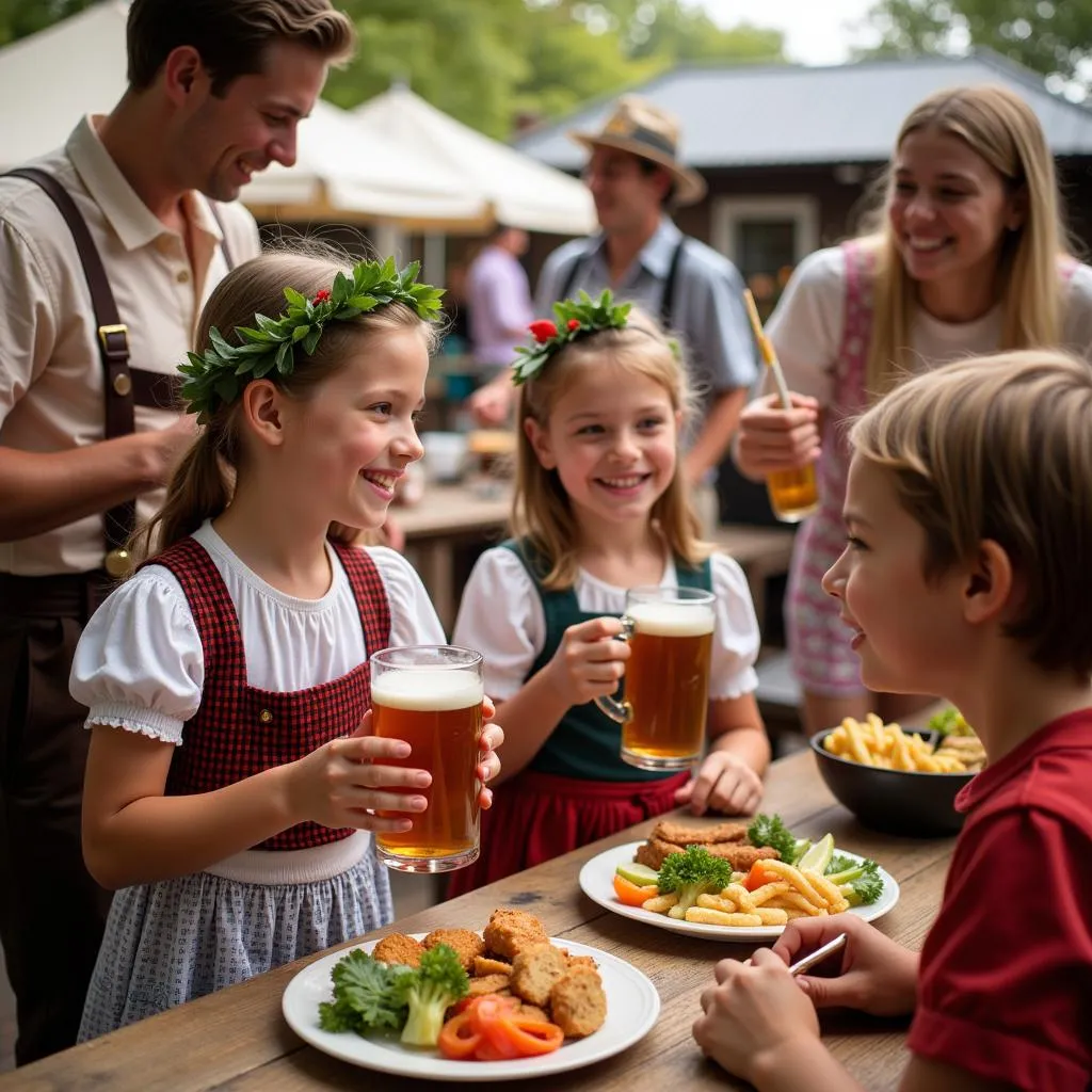 Families enjoying the annual Oktoberfest celebration at the German Family Society Akron