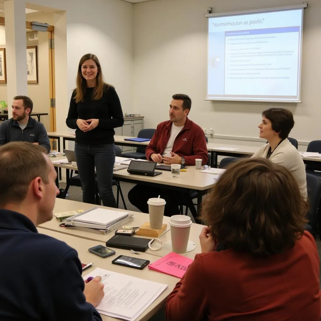 Students participating in a German language class in Tulsa