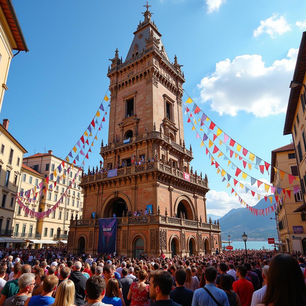 Celebrating the Giglio Festival in Nola, Italy