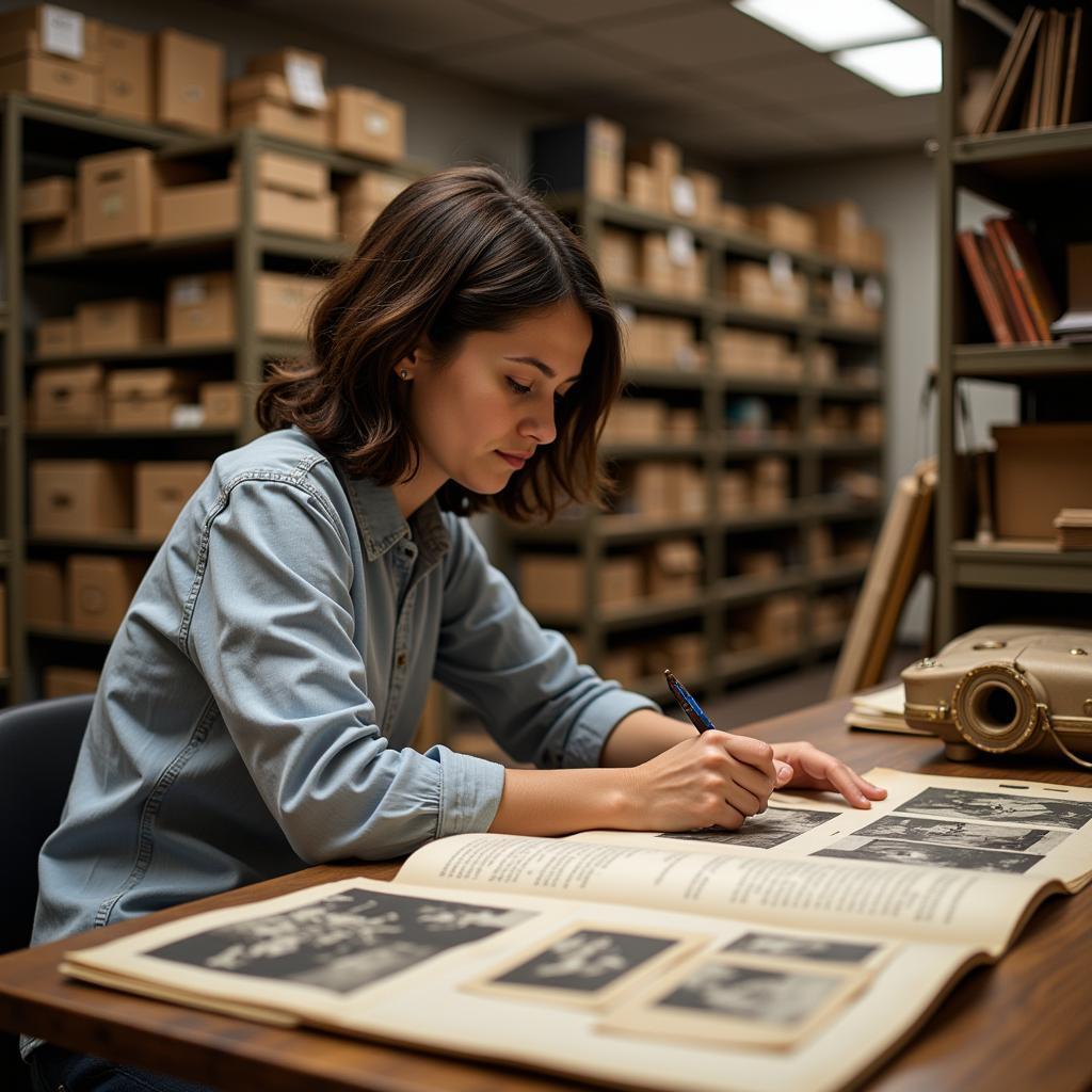 Researcher Examining Historical Documents