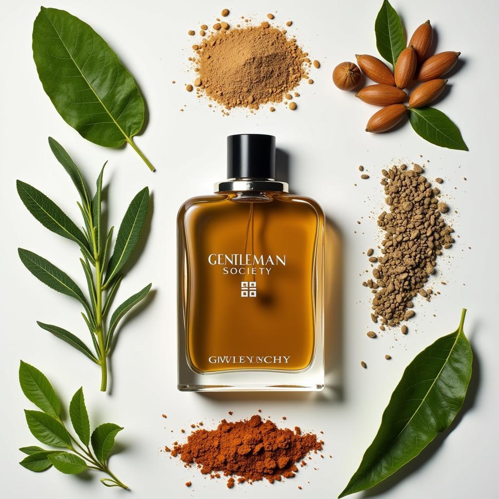 Fresh and warm ingredients used in Givenchy Gentleman Society fragrance