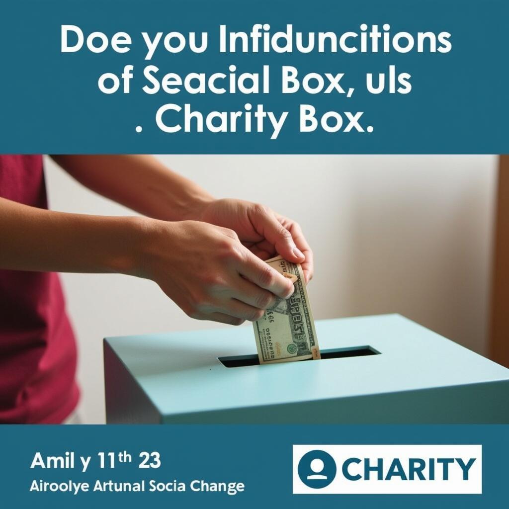 A person donating money to a charity box