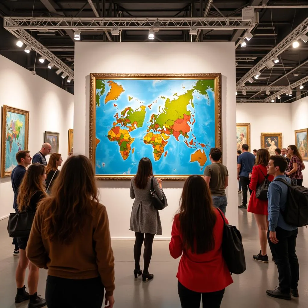 Global Community Participating in an Art Exhibition