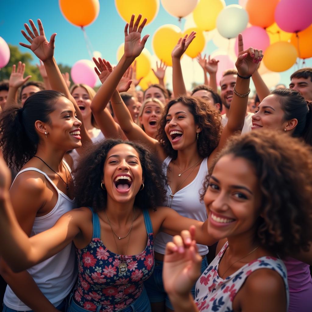 People from diverse backgrounds celebrating together