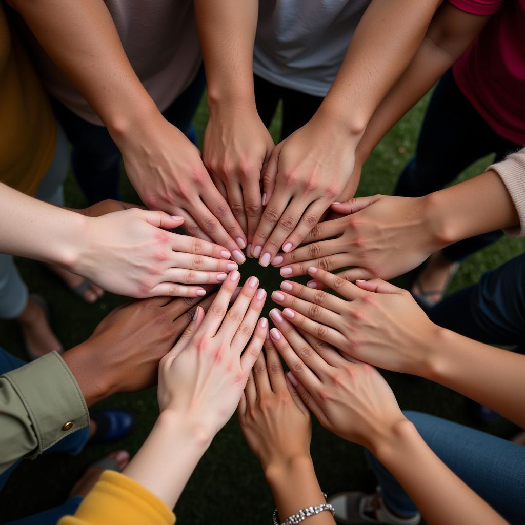 Diverse Hands Forming a Circle