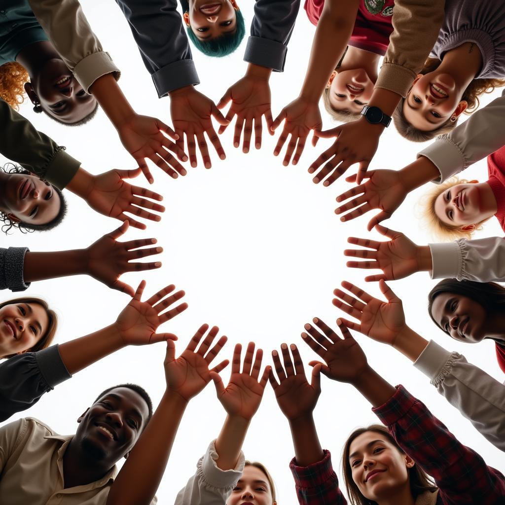 People around the world holding hands, symbolizing global community and interconnectedness