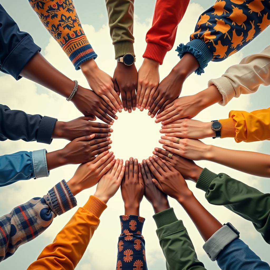 People from different cultures joining hands in solidarity