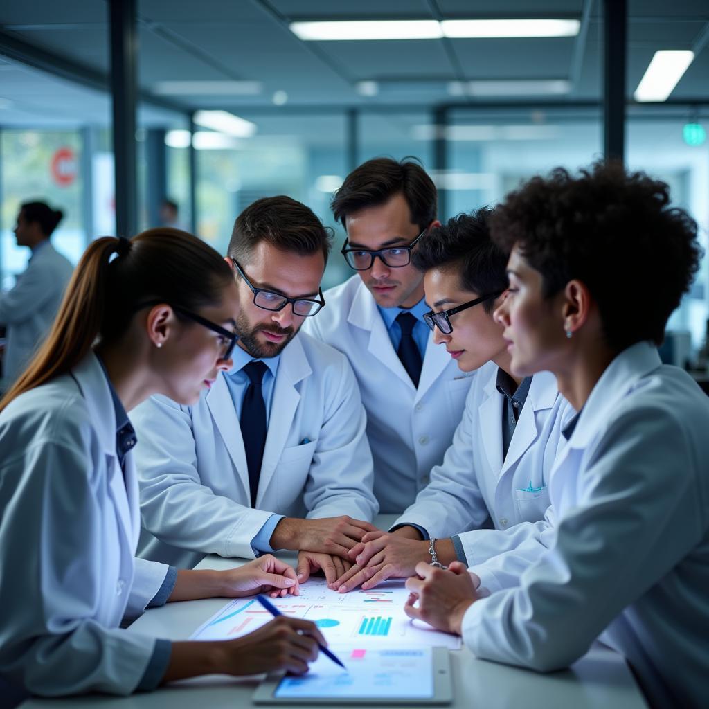 Scientists from around the world collaborating on a research project