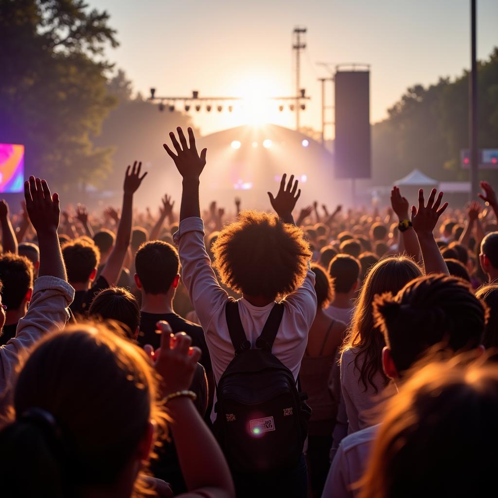 People from different cultures enjoying a music festival