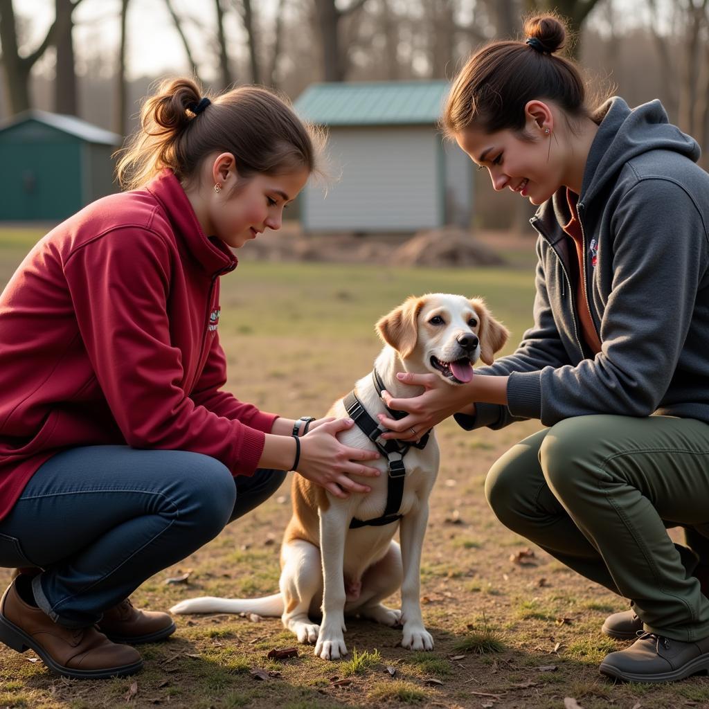 Volunteers caring for animals at the Golden Humane Society