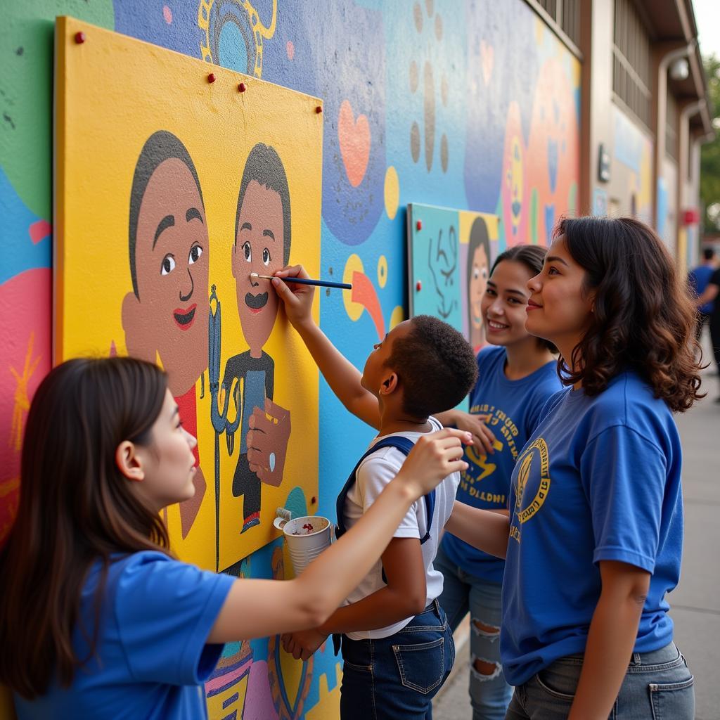 Golden Key alumni volunteering in a community service project