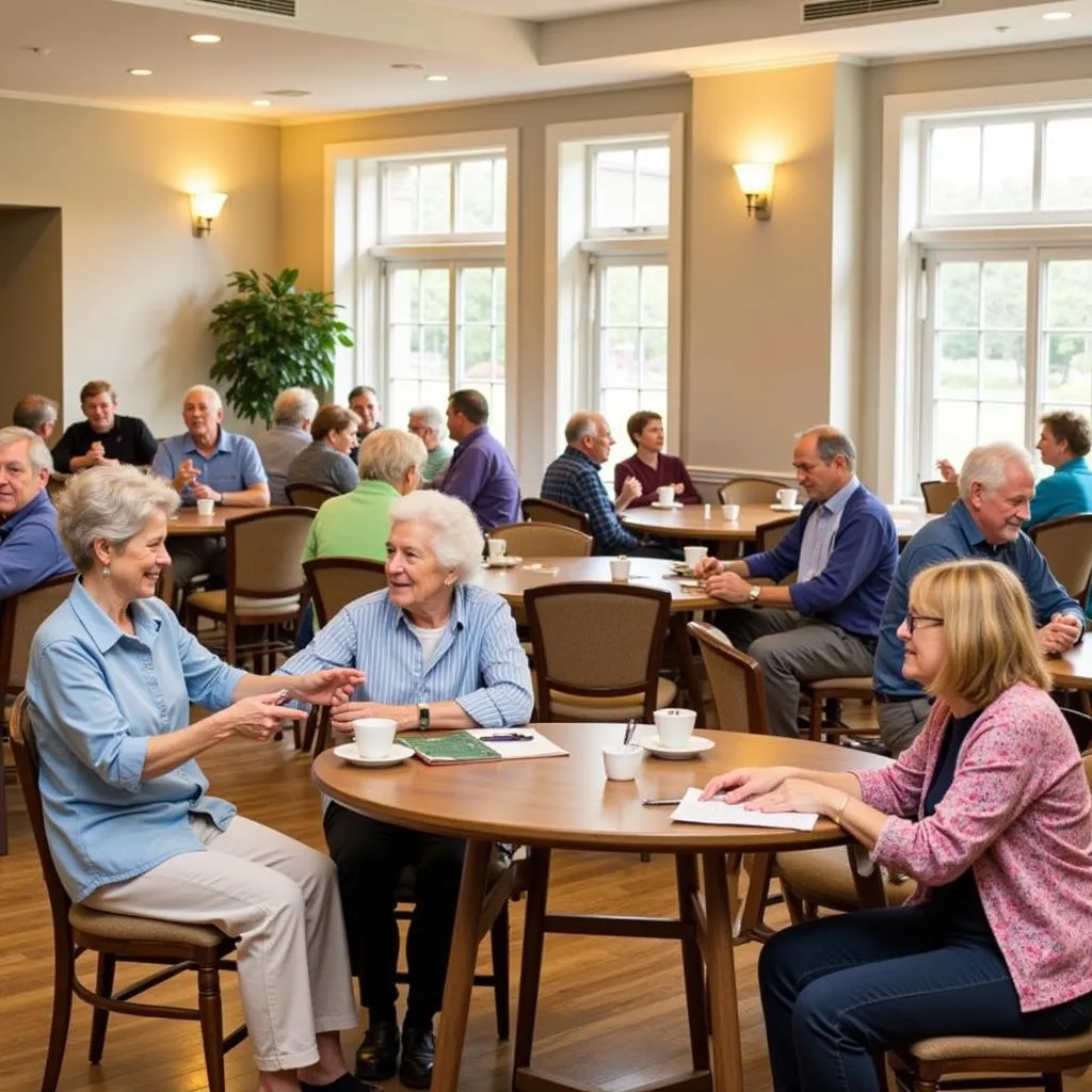 Residents enjoying social activities at the community center.