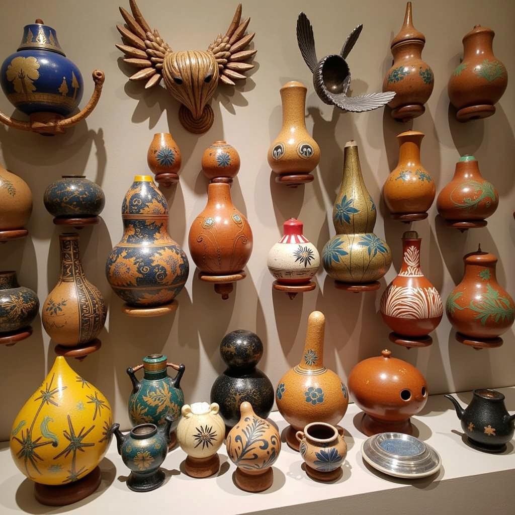 Intricate gourd art on display