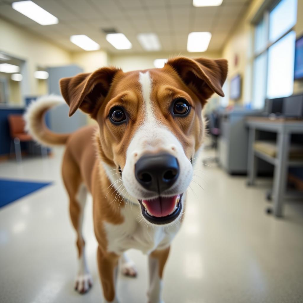 Smiling dog at Grand Strand Humane Society awaits adoption