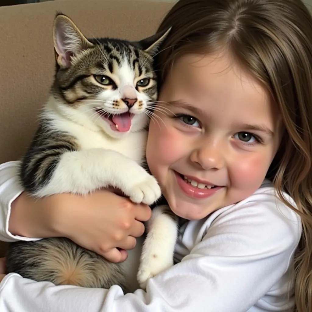 Grant County Humane Society Cat Cuddling with a Child