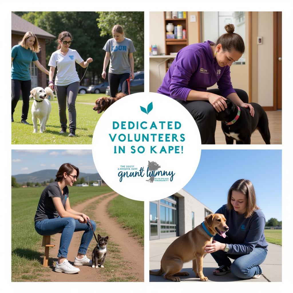 Volunteers caring for animals at the Grant County Humane Society