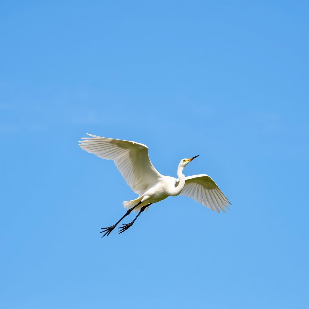 Great Egret Soaring in the Sky