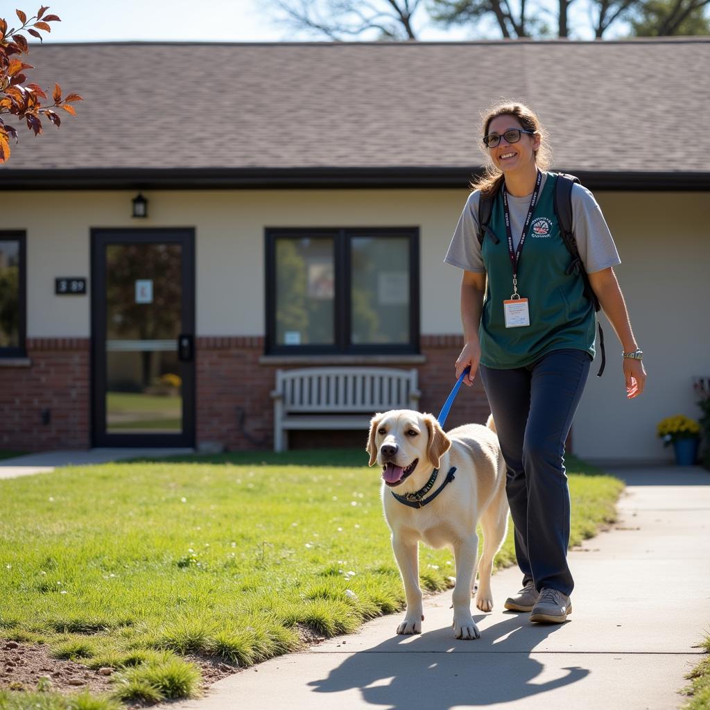 Volunteer Walking Dog at Great Falls Humane Society