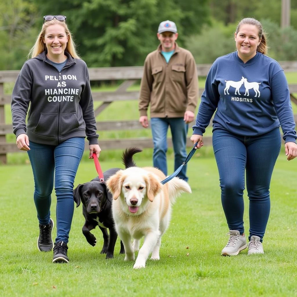 Greenbrier County Humane Society Volunteers Walking Dogs