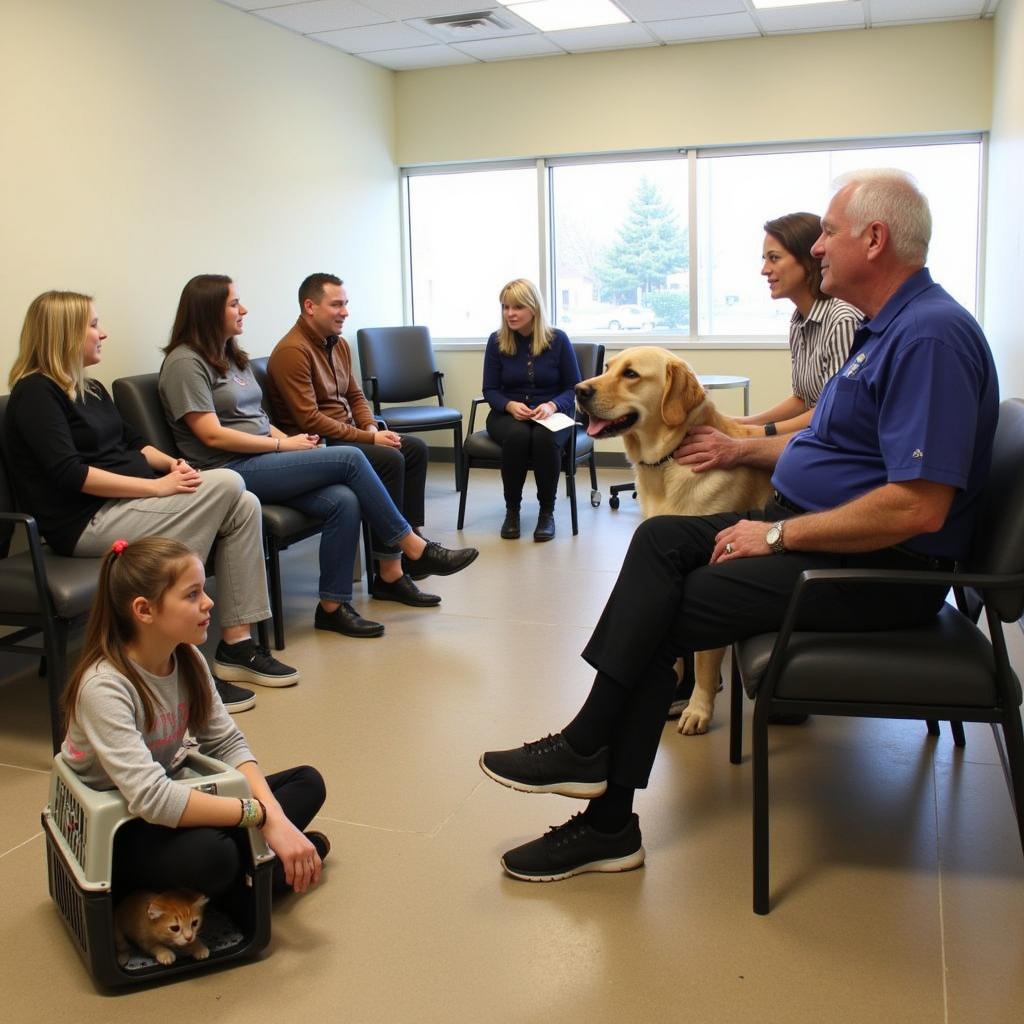 Families and Their Pets in the Greenville Humane Society Vaccine Clinic Waiting Area